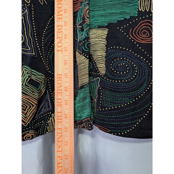 Vtg 80s 90s CLE Paris Geometric Abstract Print V-Neck Long Sleeve Cropped Blouse - Picture 5 of 6